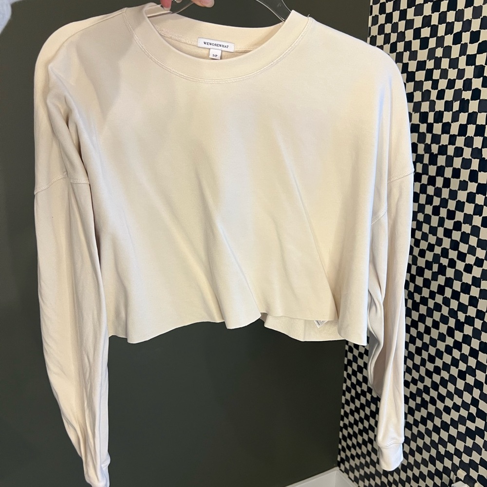 Cream cropped WeWoreWhat sweater size S